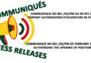COMMUNIQUE NO 001 /SG/PM DU 06 FEV 2024 PORTANT AUTORISATION D’OUVERTURE DE POSTES