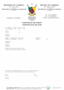 Certificat de perte