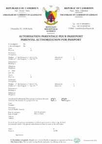 Autorisation parentale pour passeport