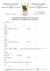 Autorisation parentale pour visa