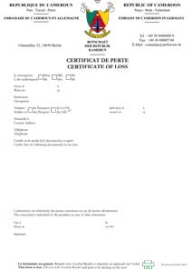 Certificat de perte