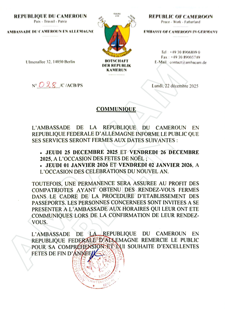 Fermeture pour les Fêtes de Noël et Nouvel An 2025-2026